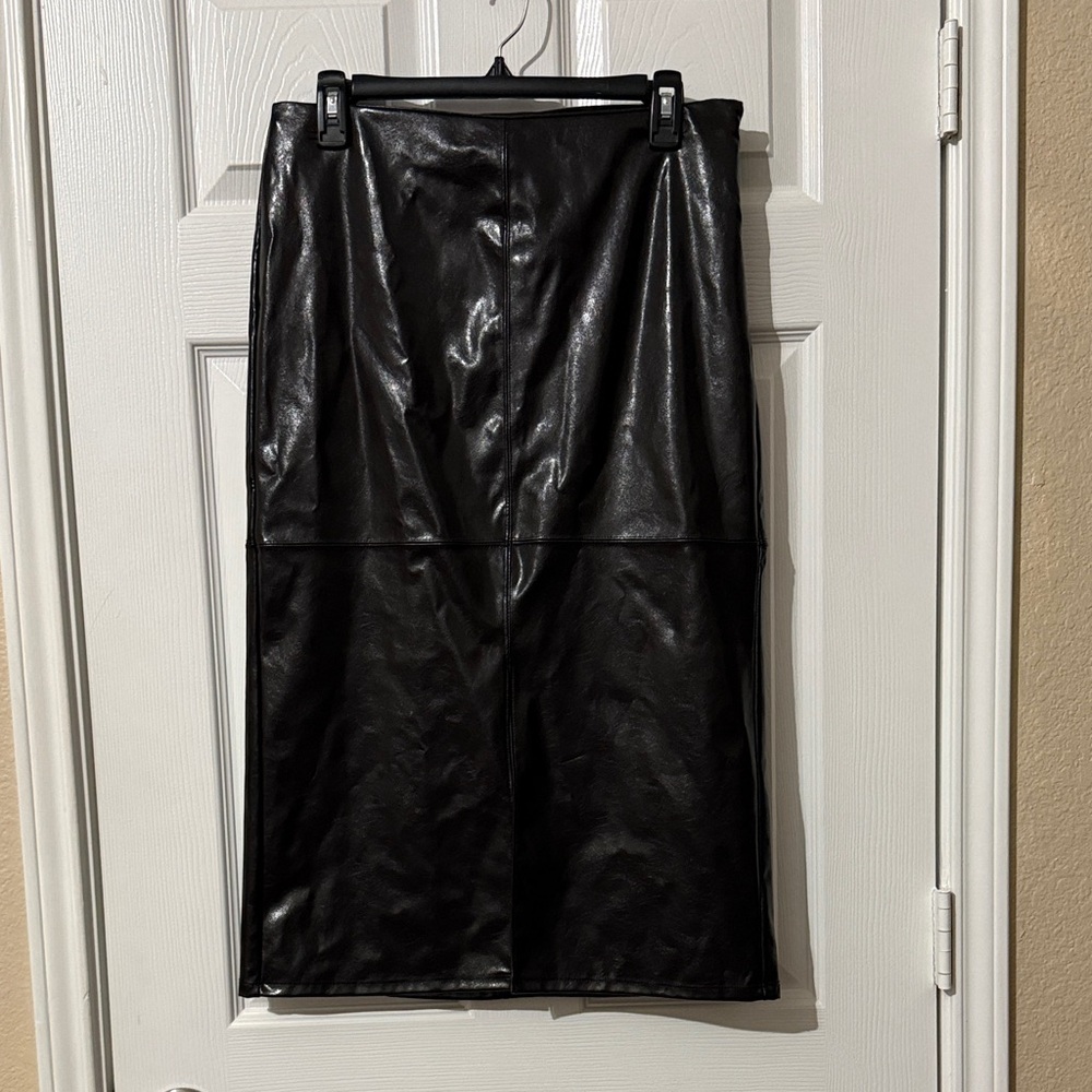 a new day Sleek Dark Brown Faux Leather Pencil Skirt